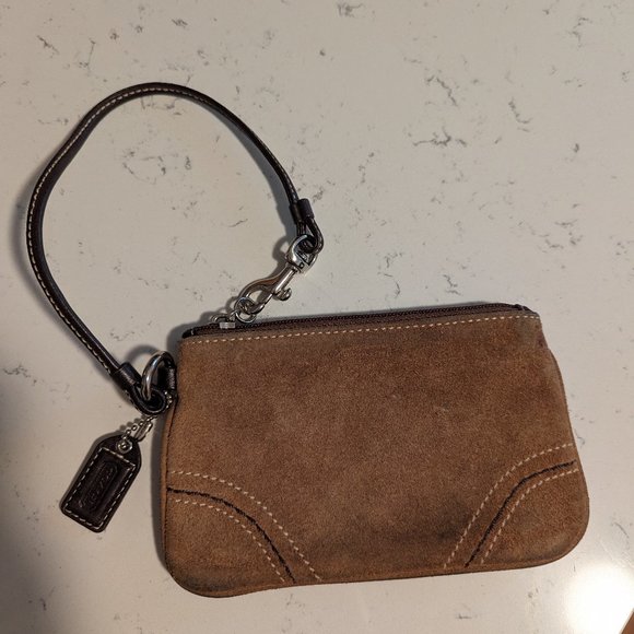 Coach Handbags - Light Brown Suede Coach wristlet